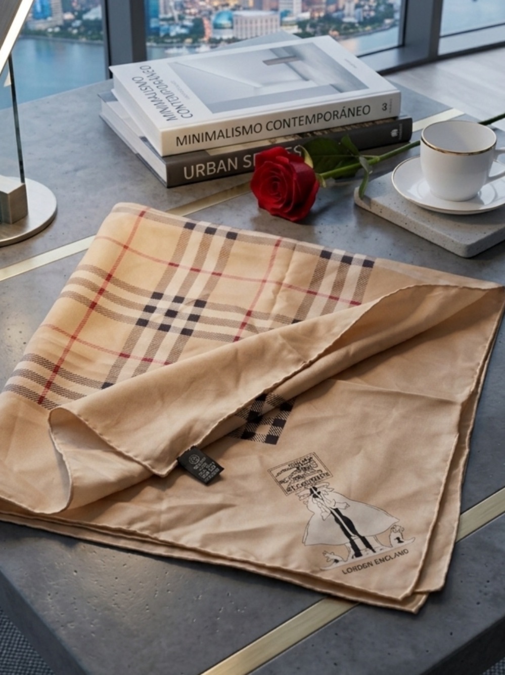 Burberry Classic Vintage Check Silk Square Scarf London England Pattern OS